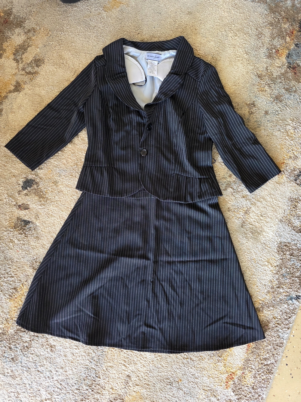 Classic Black Pinstripe Women's Dress with Jacket